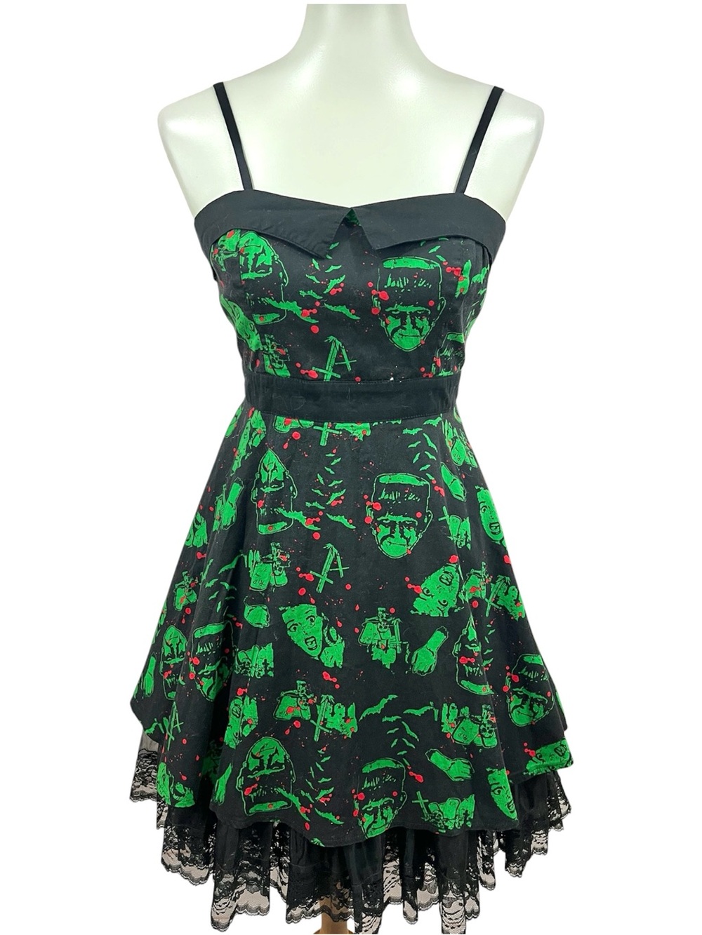Hell Bunny Modcloth Frankenstein Goth Cemetary Sleeveless Retro Swing Dress